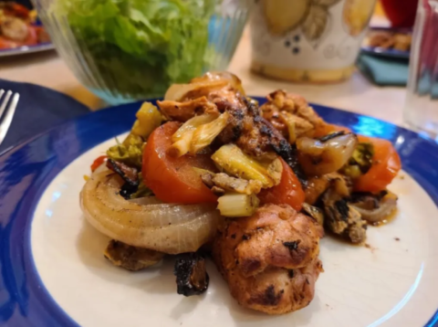 Poulet braise et legumes de saison
